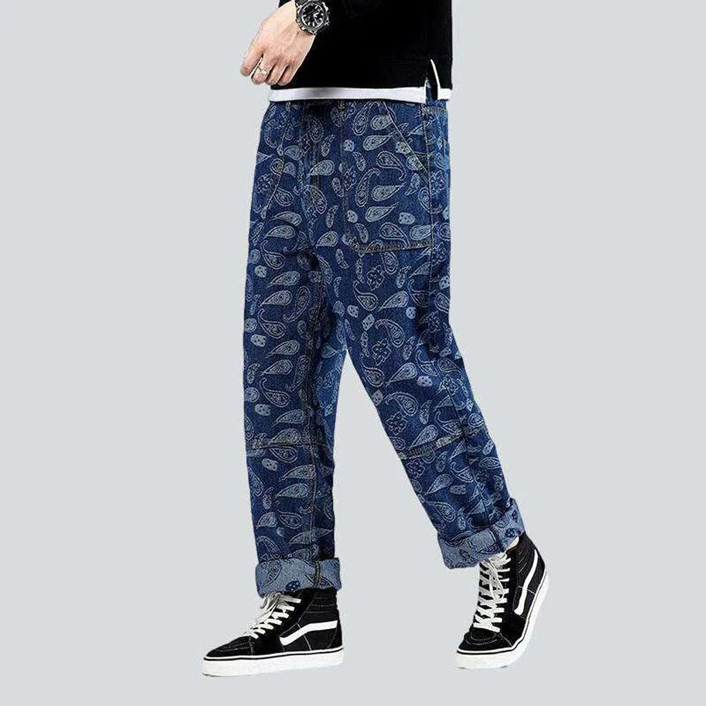 Skateboard embroidered men's baggy jeans