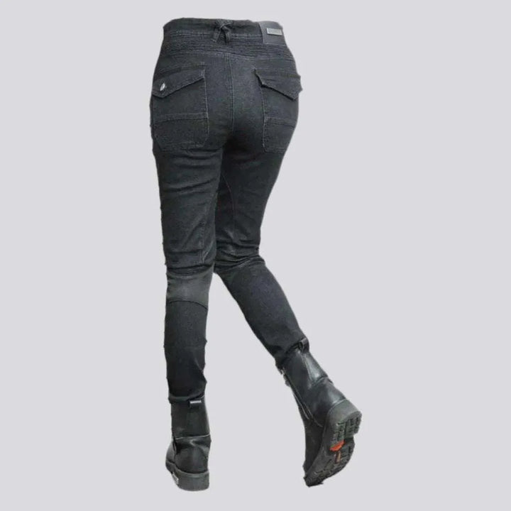 Patchwork biker jeans
 for women