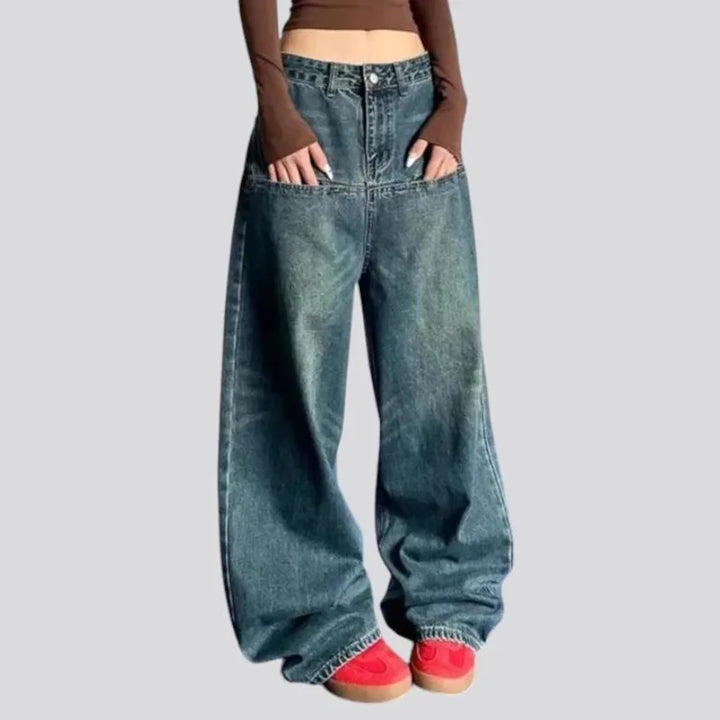 Faded blue retro baggy women's jeans