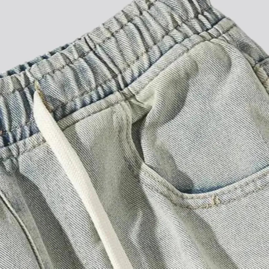 High-waistline stonewashed jeans
 for men