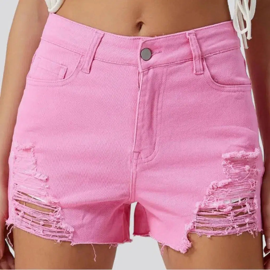 Straight pink jean shorts
 for women