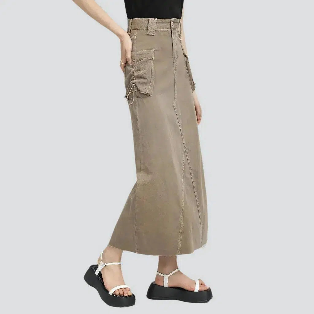 A-line color women's denim skirt