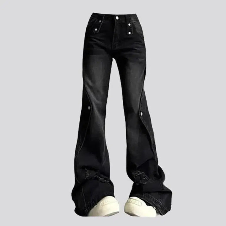 Floor-length mid-waist jeans
 for ladies