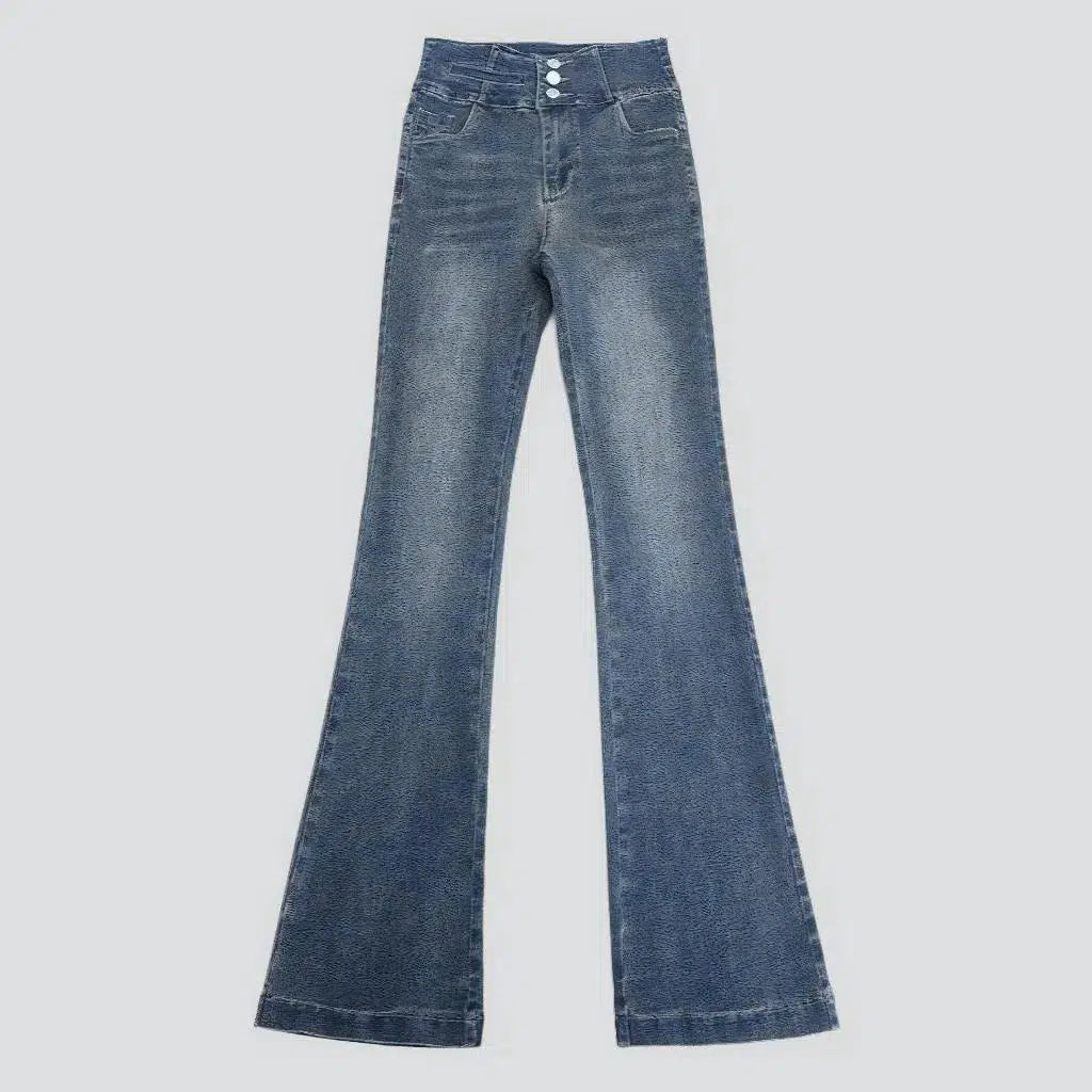 Triple waistline street jeans
 for women
