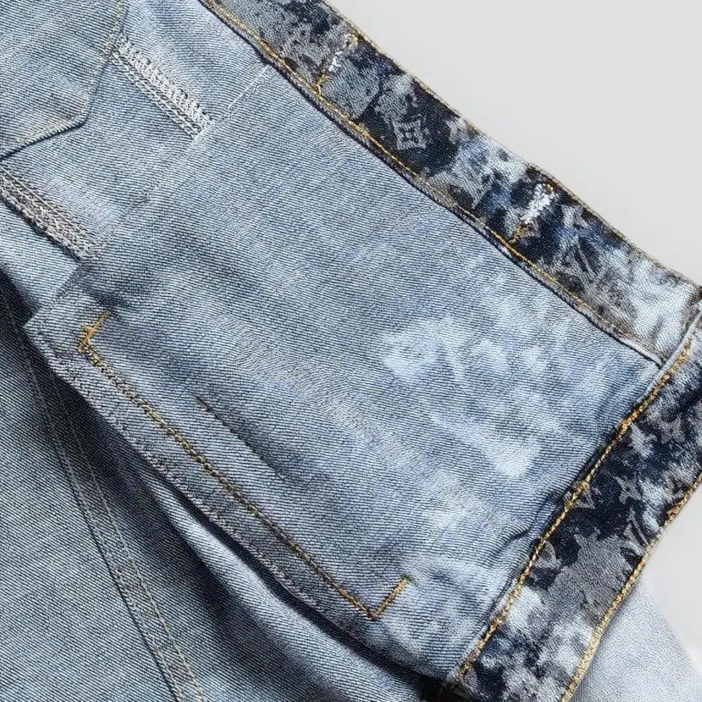 Bleached acid-wash men's jean jacket