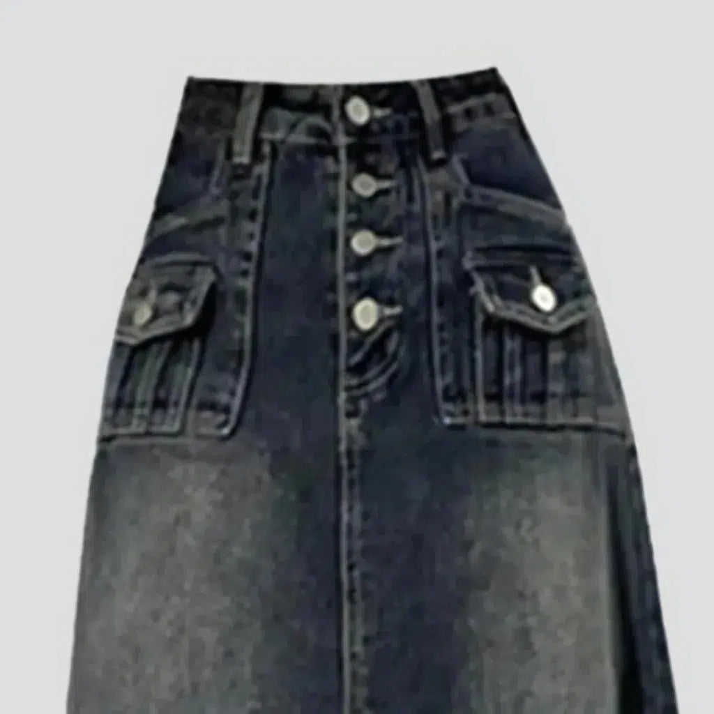 High-waist vintage jeans skirt
