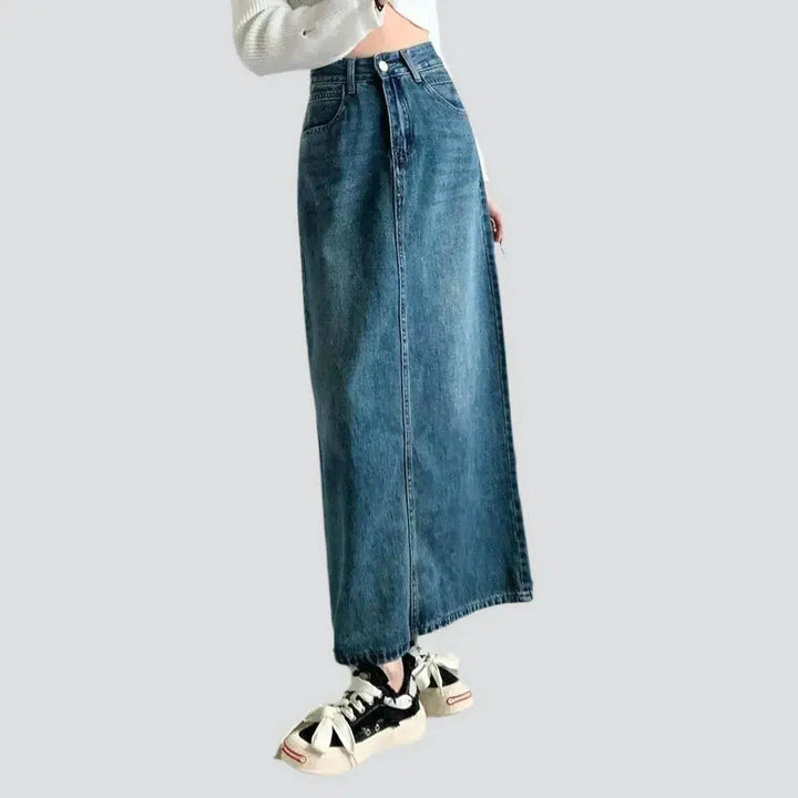 Sanded high-waist jean skirt
 for women