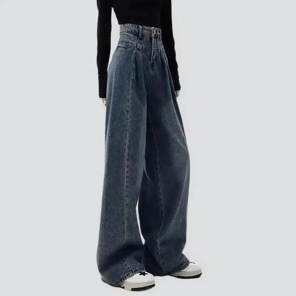High-waist dark-wash jeans
 for women