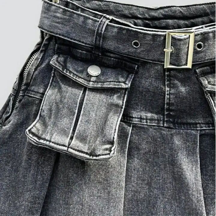 Mini mid-waist denim skirt