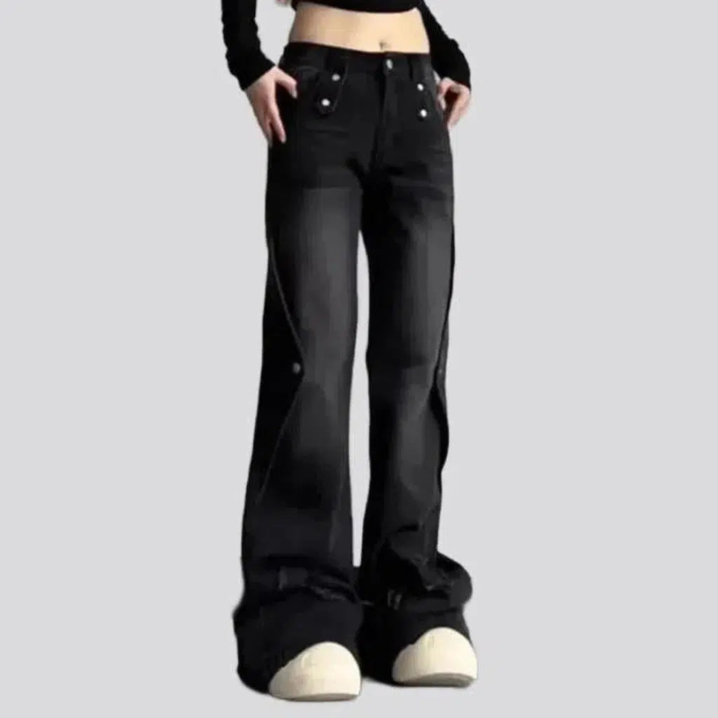 Floor-length mid-waist jeans
 for ladies