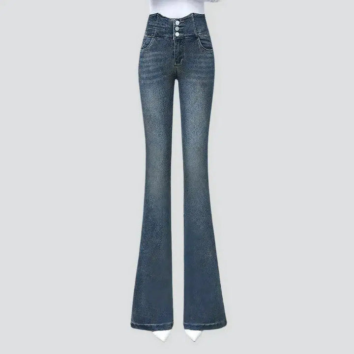 Triple waistline street jeans
 for women