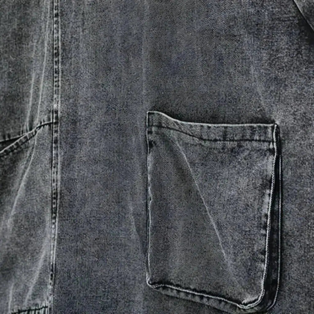 Pull-on grey women's jeans coat