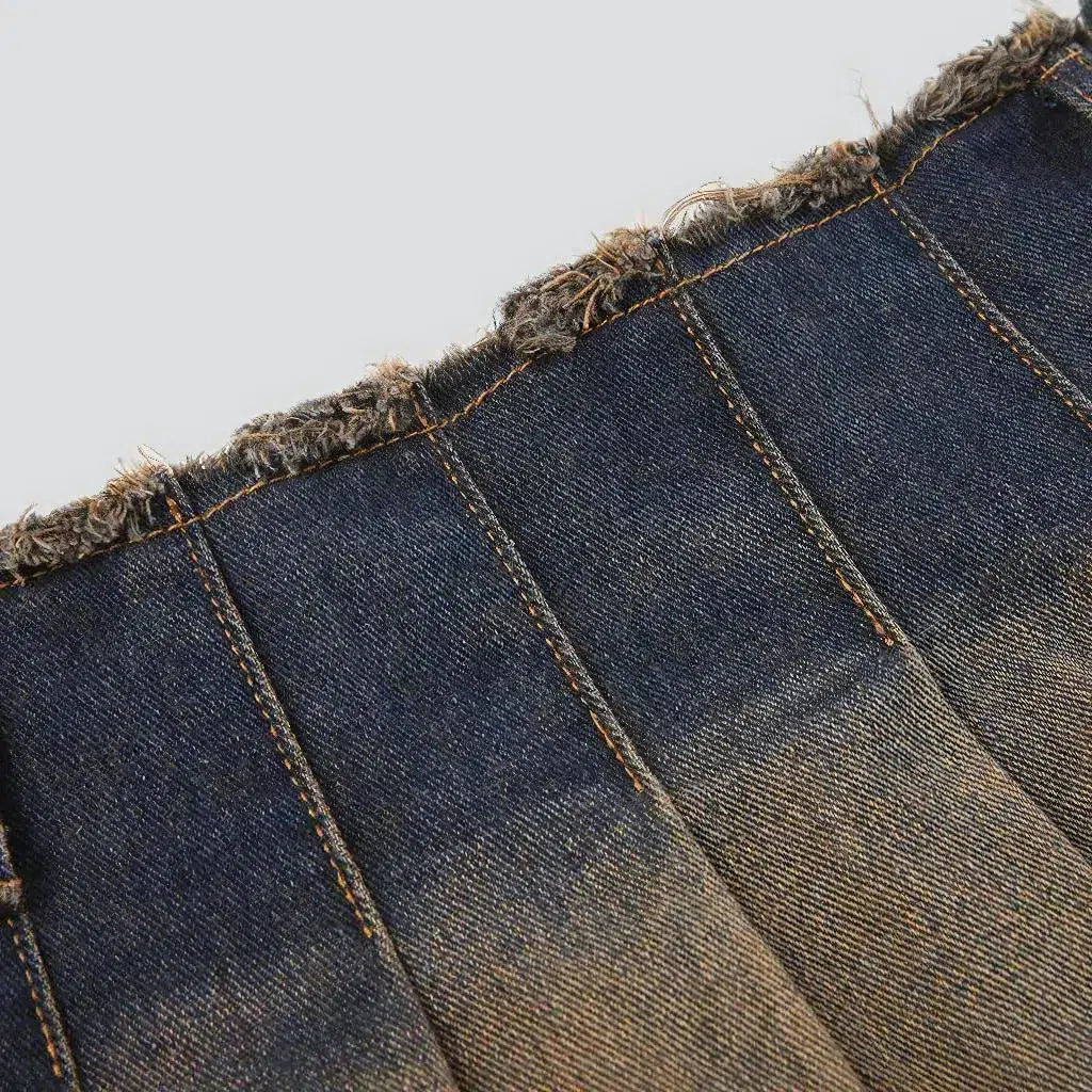 Asymmetric vintage women's jean skirt