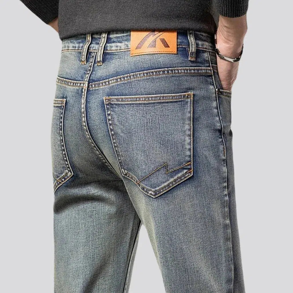 tapered, vintage, stonewashed, high-waist, 5-pocket, zipper-button, men's jeans | Jeans4you.shop