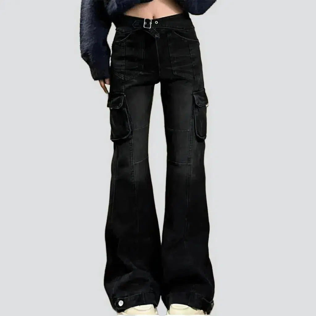Mid-waist women's floor-length jeans