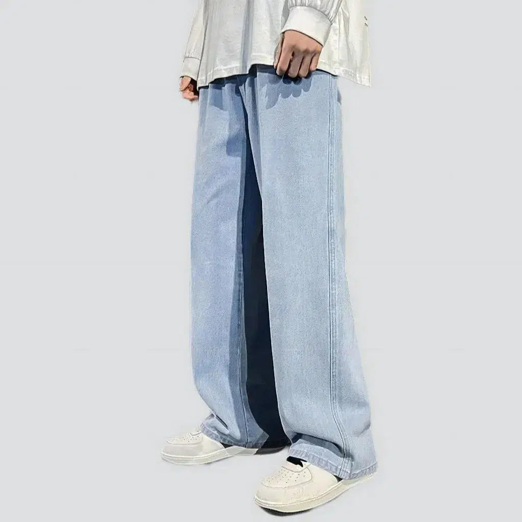 Baggy men's floor-length jeans