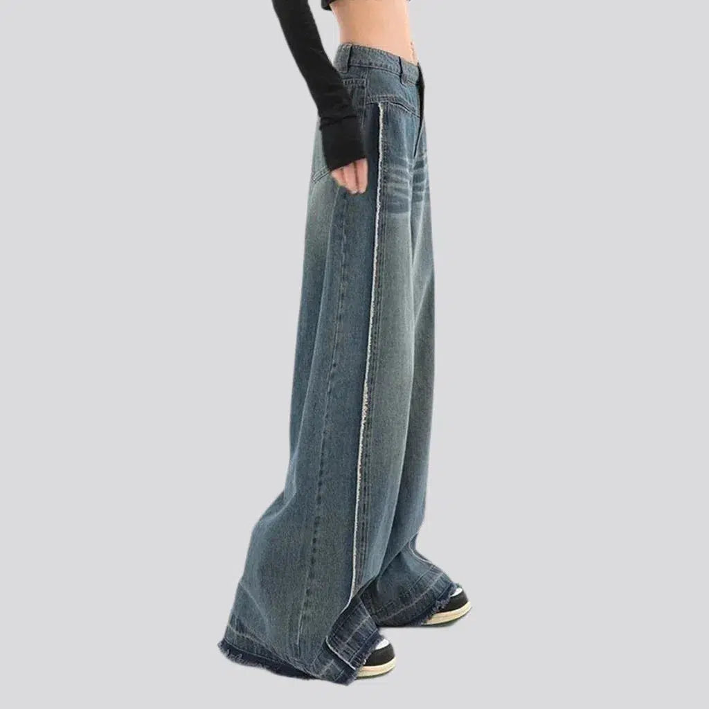 Floor-length baggy jeans
 for women
