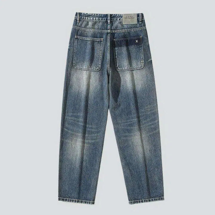 Soft fabric medium men's wash jeans