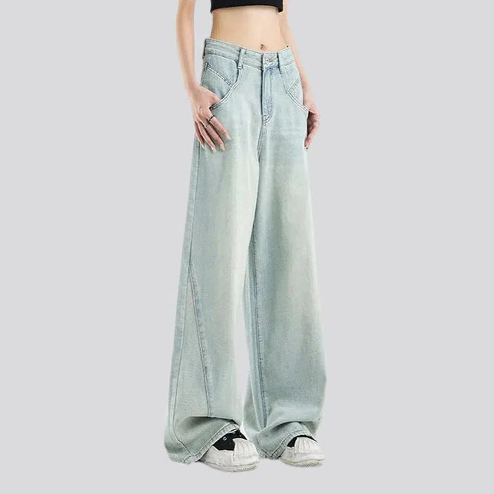 Bleached women's floor-length jeans