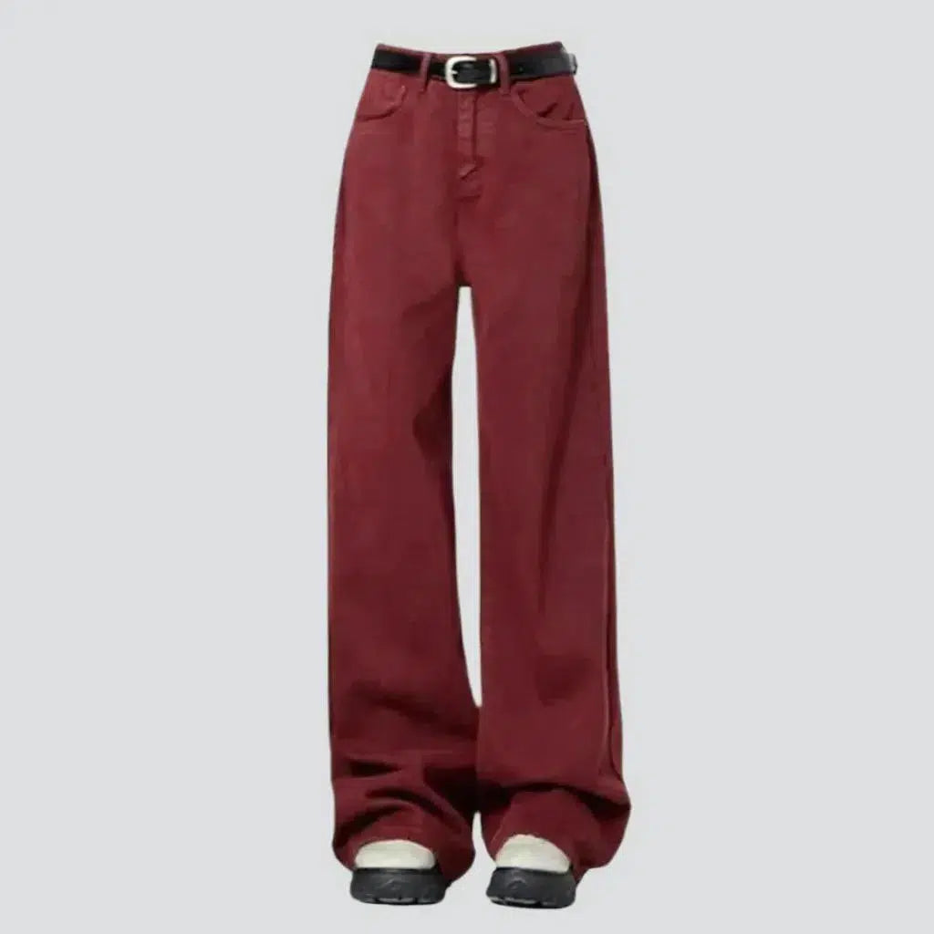 Color women's red jeans