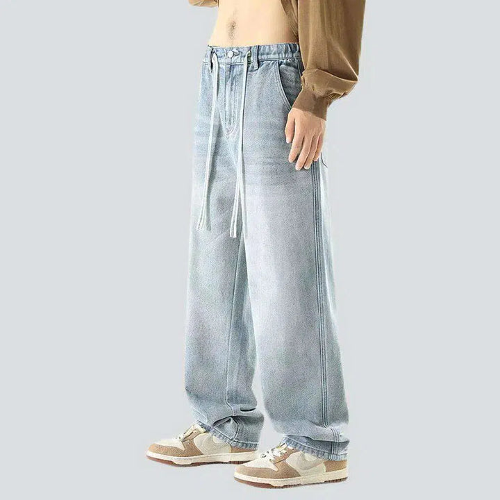 Stonewashed men's baggy jeans