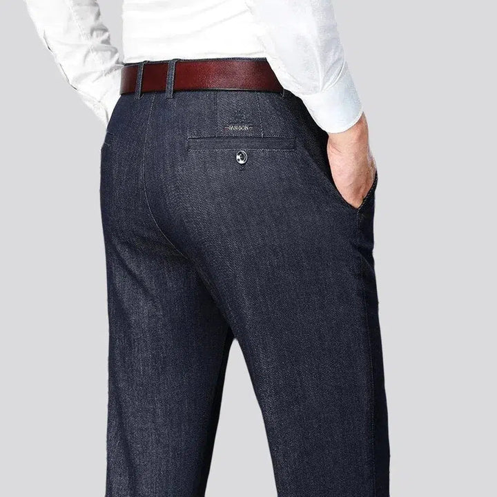 straight, monochrome, stretchy, thick, high-waist, diagonal-pocket, zipper-button, men's jeans | Jeans4you.shop