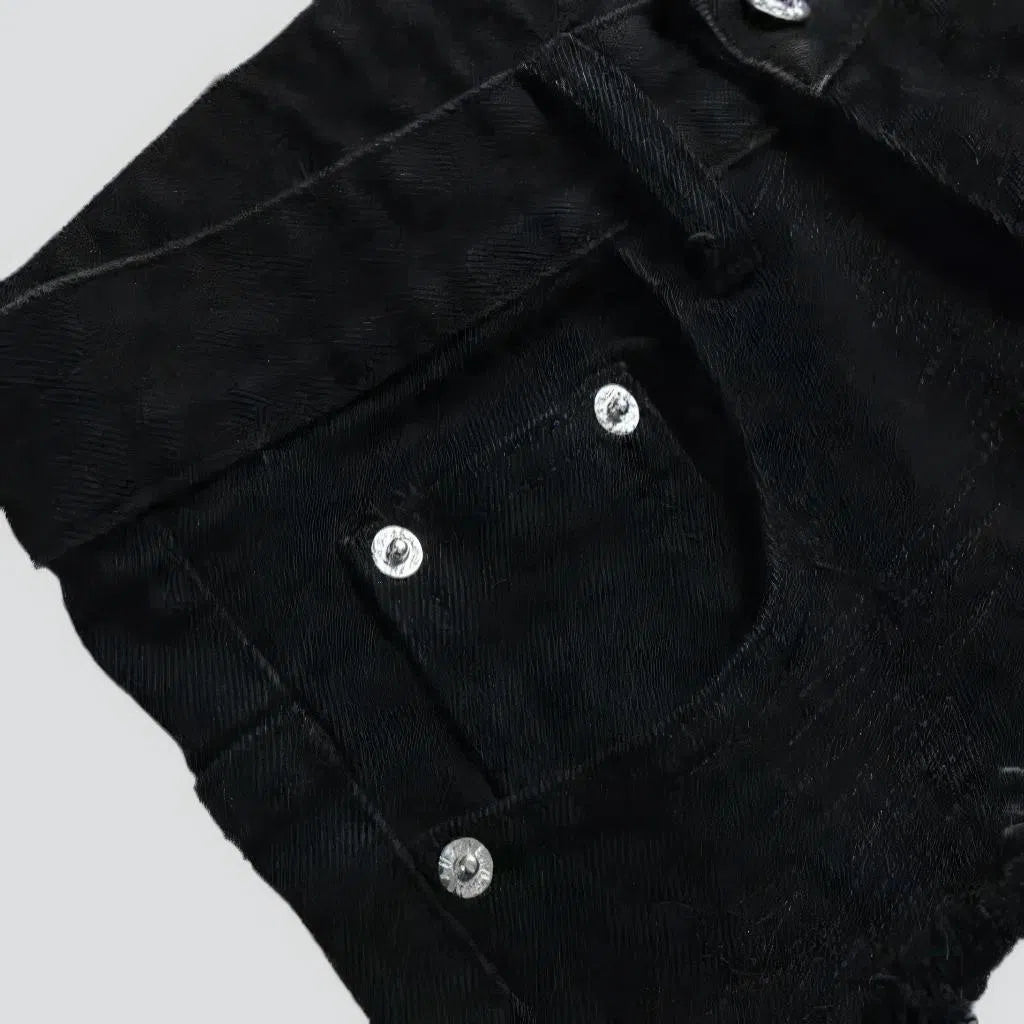Patchwork black jeans
 for men