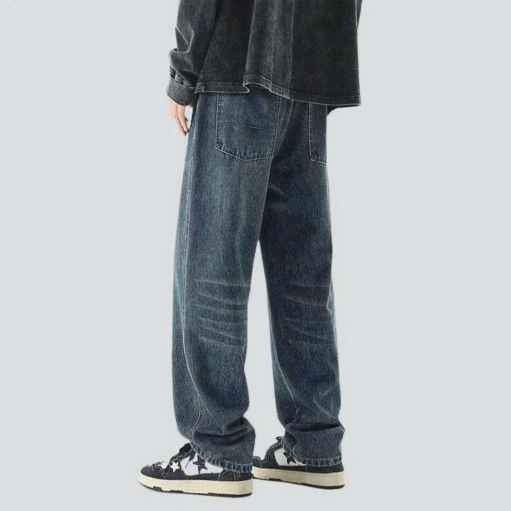 High-waist men's hip-hop jeans