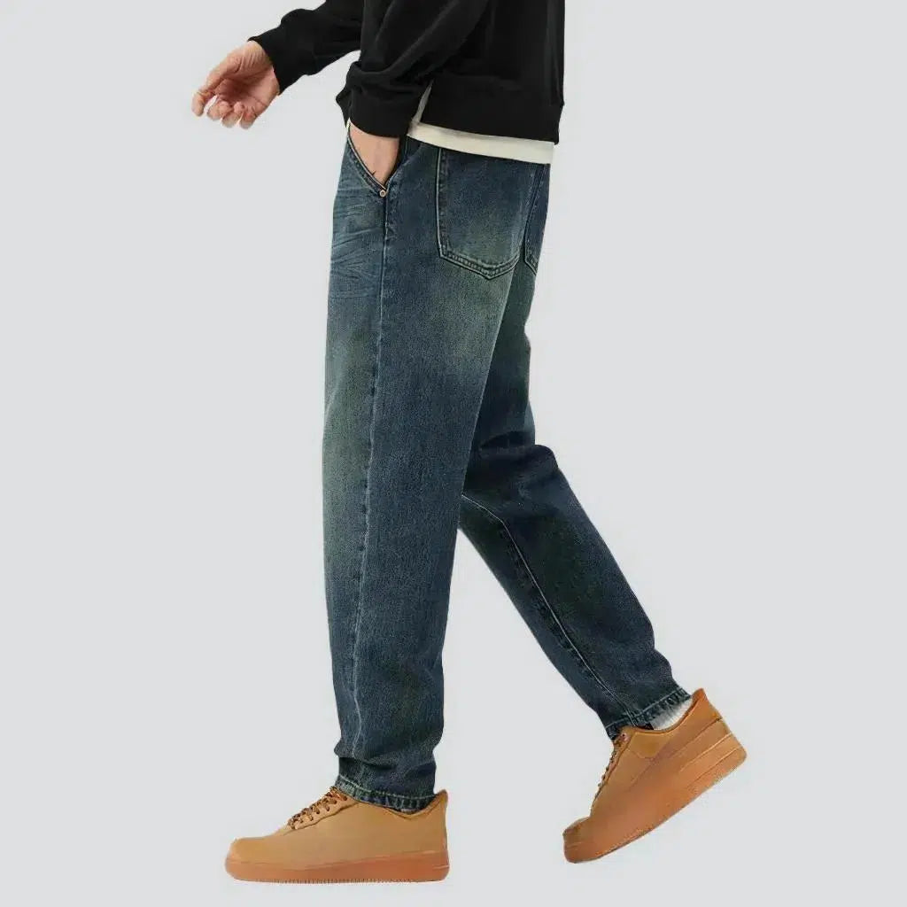 Moderate-dye retro jeans
 for men