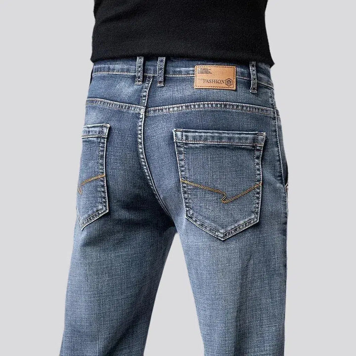 tapered, stonewashed, stretchy, sanded, whiskered, high-waist, diagonal-pocket, zipper-button, men's jeans | Jeans4you.shop