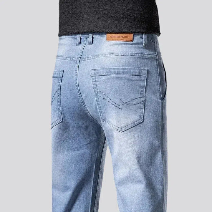 tapered, light wash, anti-theft pocket, stretchy, sanded, high-waist, diagonal-pocket, zipper-button, men's jeans | Jeans4you.shop