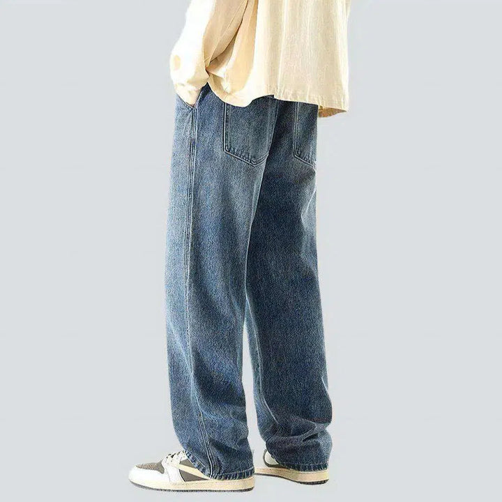 Stonewashed men's baggy jeans