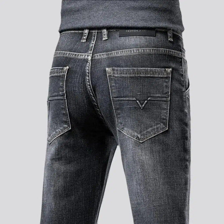 tapered, stonewashed, stretchy, sanded, whiskered, high-waist, diagonal-pocket, zipper-button, men's jeans | Jeans4you.shop