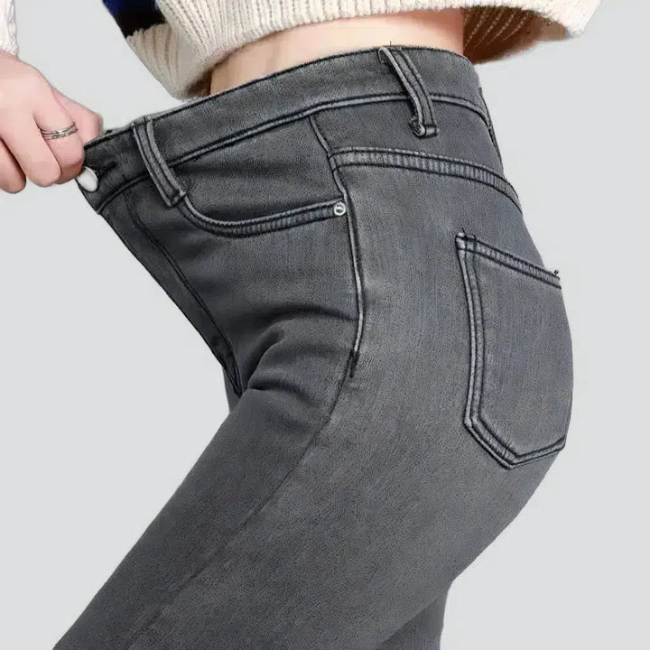 Street fleece jeans
 for women