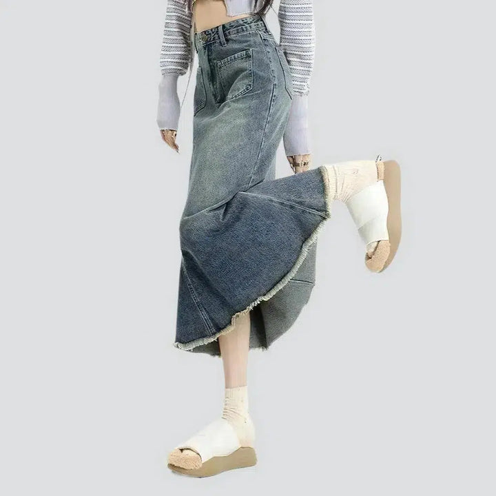 Sanded mermaid women's jean skirt