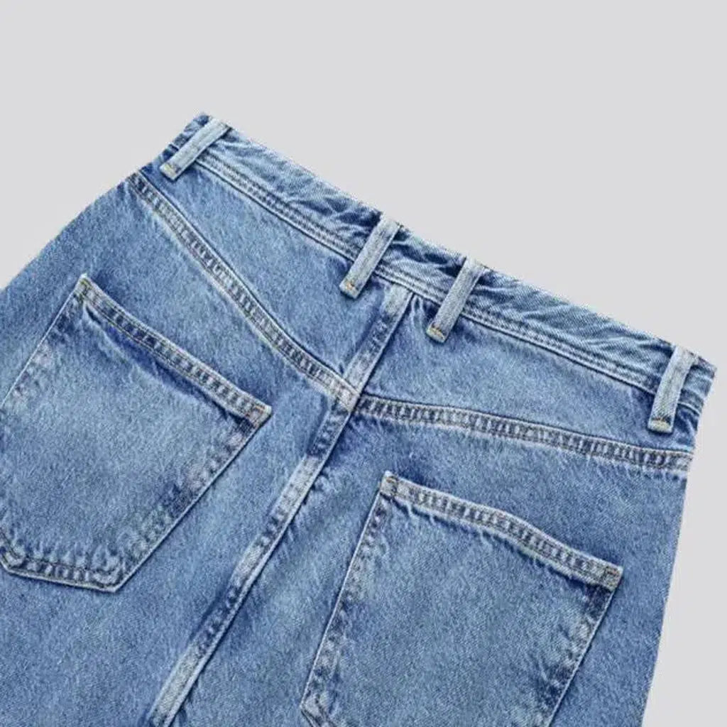 Sanded high-waist jean skirt
 for ladies