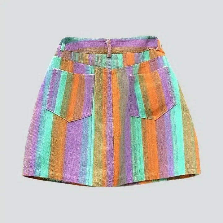 Mini color women's denim skirt