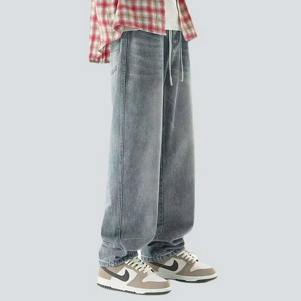 High-waist men's hip-hop jeans