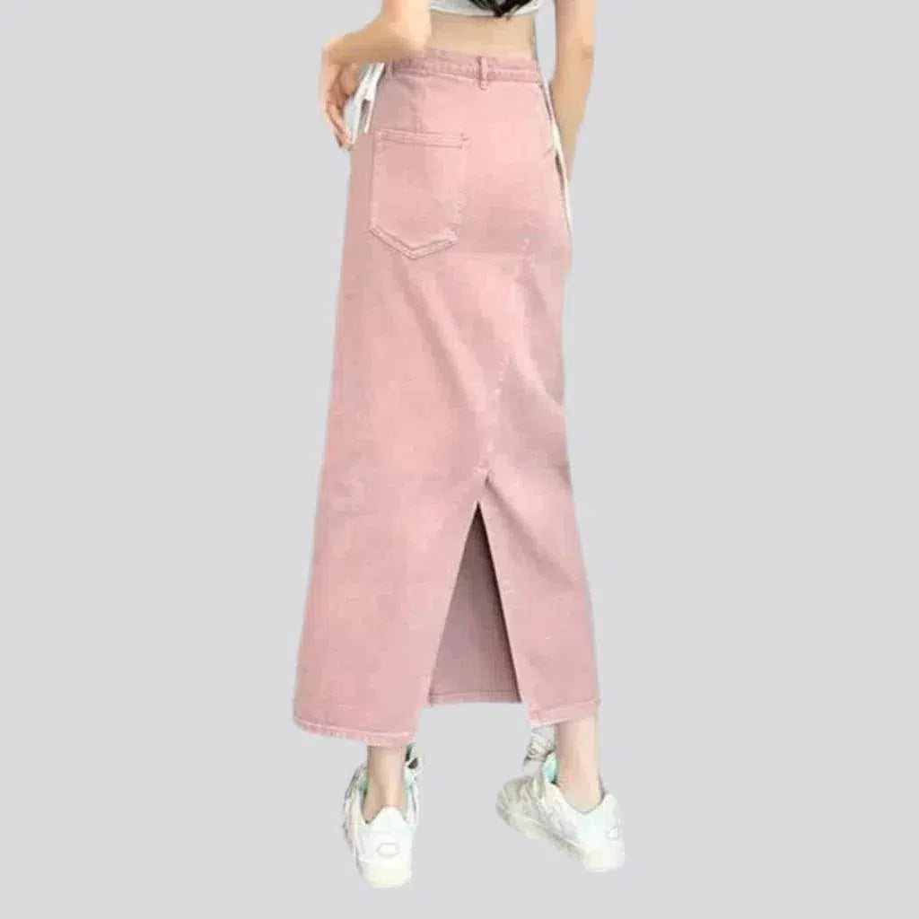 High-waist long jean skirt
 for ladies