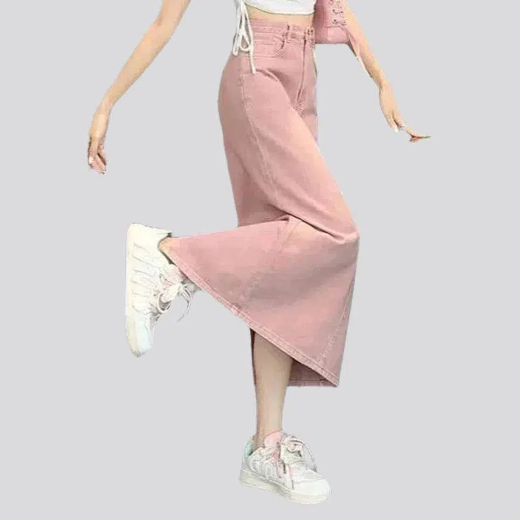 High-waist long jean skirt
 for ladies