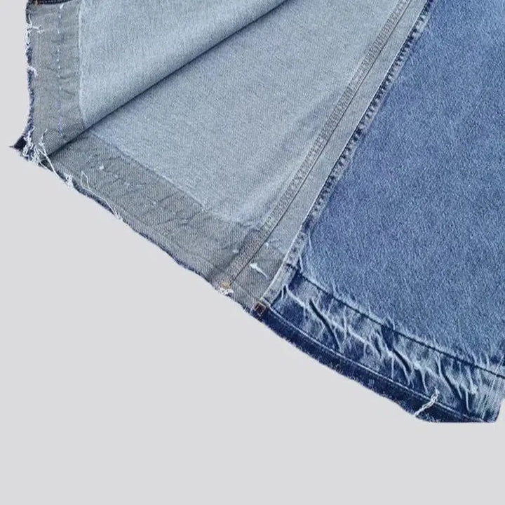 Sanded high-waist jean skirt
 for ladies