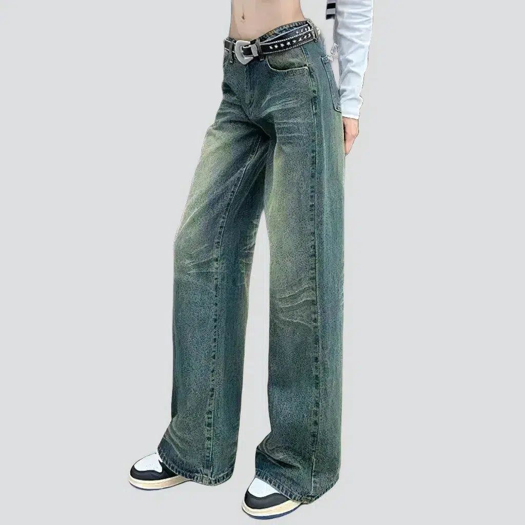 Sanded wide-leg jeans
 for women