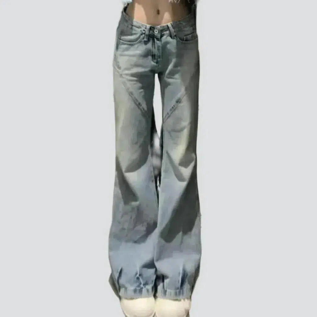 Low-waist women's sanded jeans
