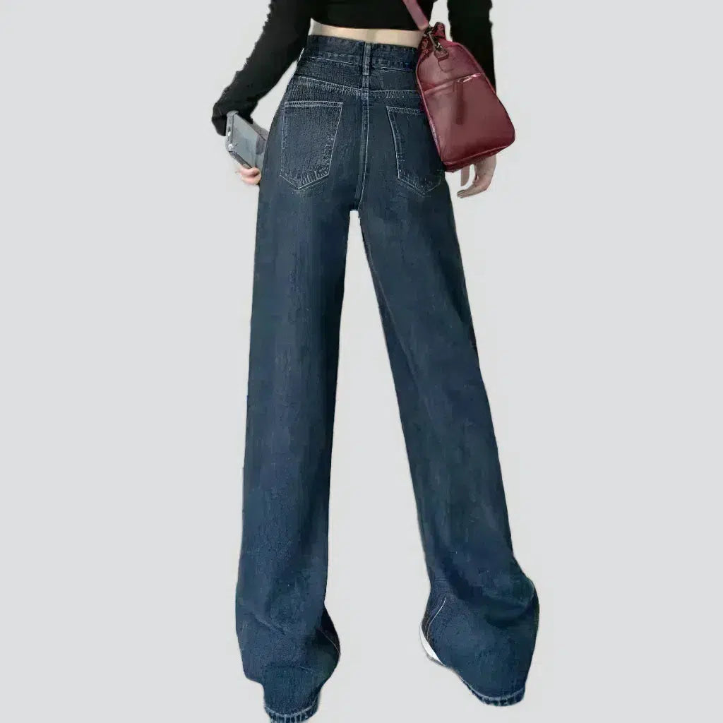 Wide-leg women's high-waist jeans