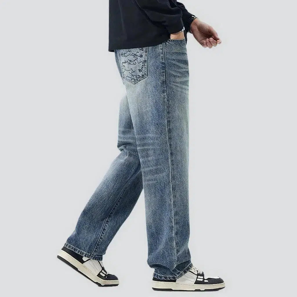 Sanded men's medium-wash jeans