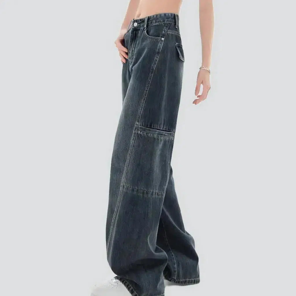 Street asymmetrical women's seams jeans