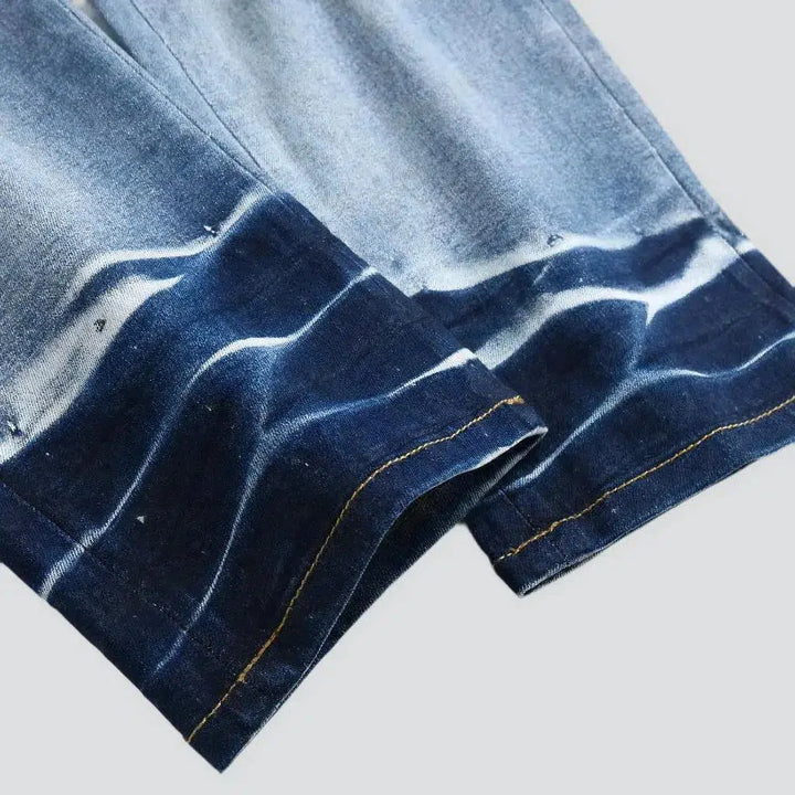 Mid-waist men's patchwork jeans