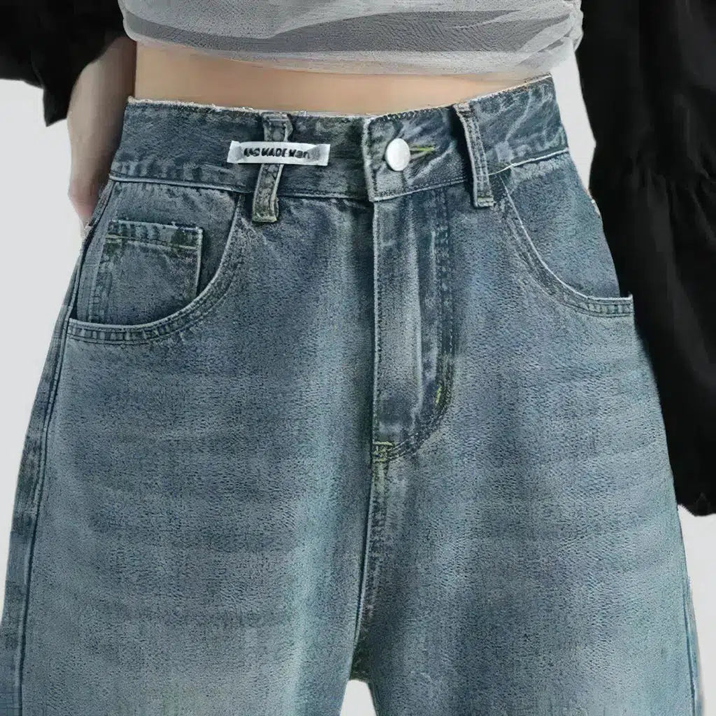 Whiskered wide-leg jeans
 for women