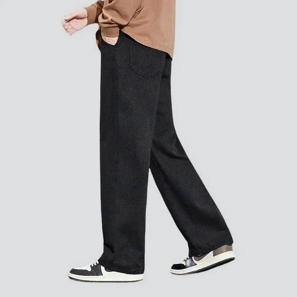 High-waist men's monochrome jeans