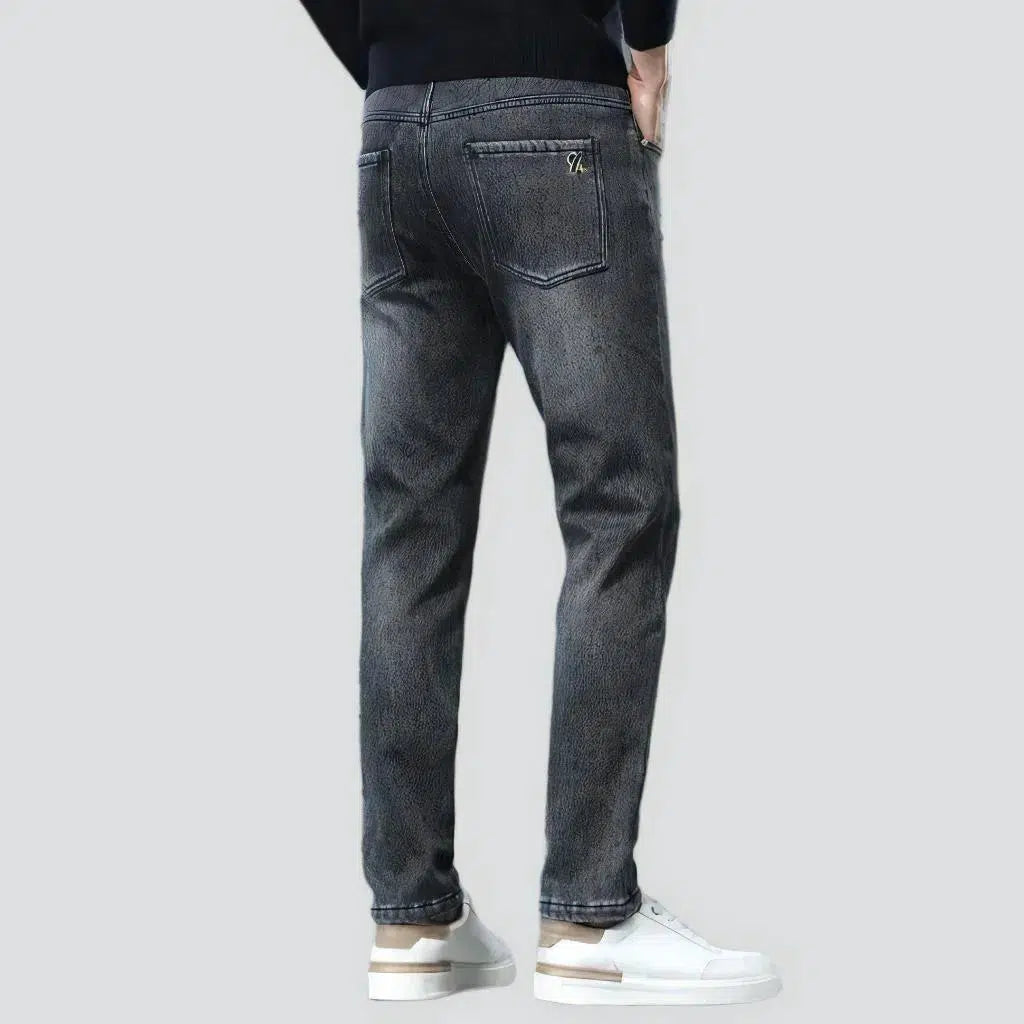 Insulated men's high-waist jeans